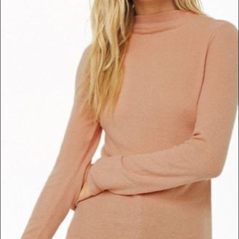 forever 21 // nude brushed knit mock neck top